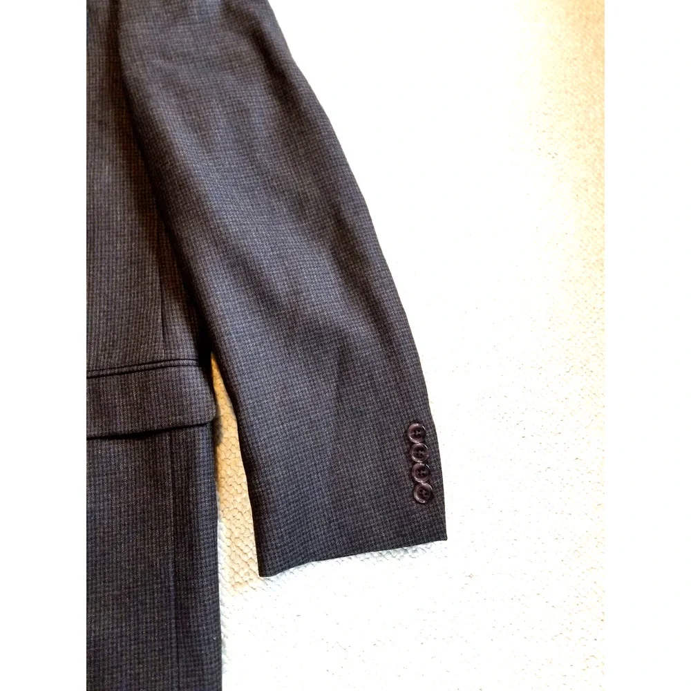 Mens Blazer-LAUREN RALPH LAUREN-brown houndstooth 100% wool 2 button lined-44R